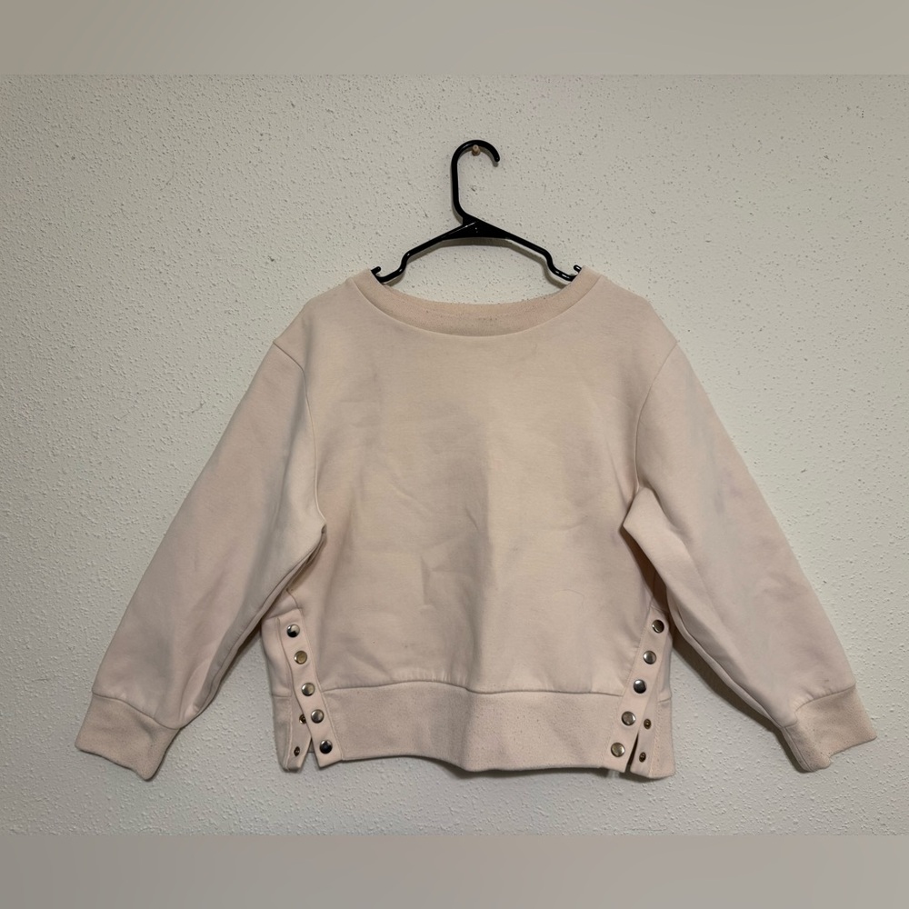 Varley Hardy Crewneck Sweatshirt with Side Snap Buttons - Size M - Cream